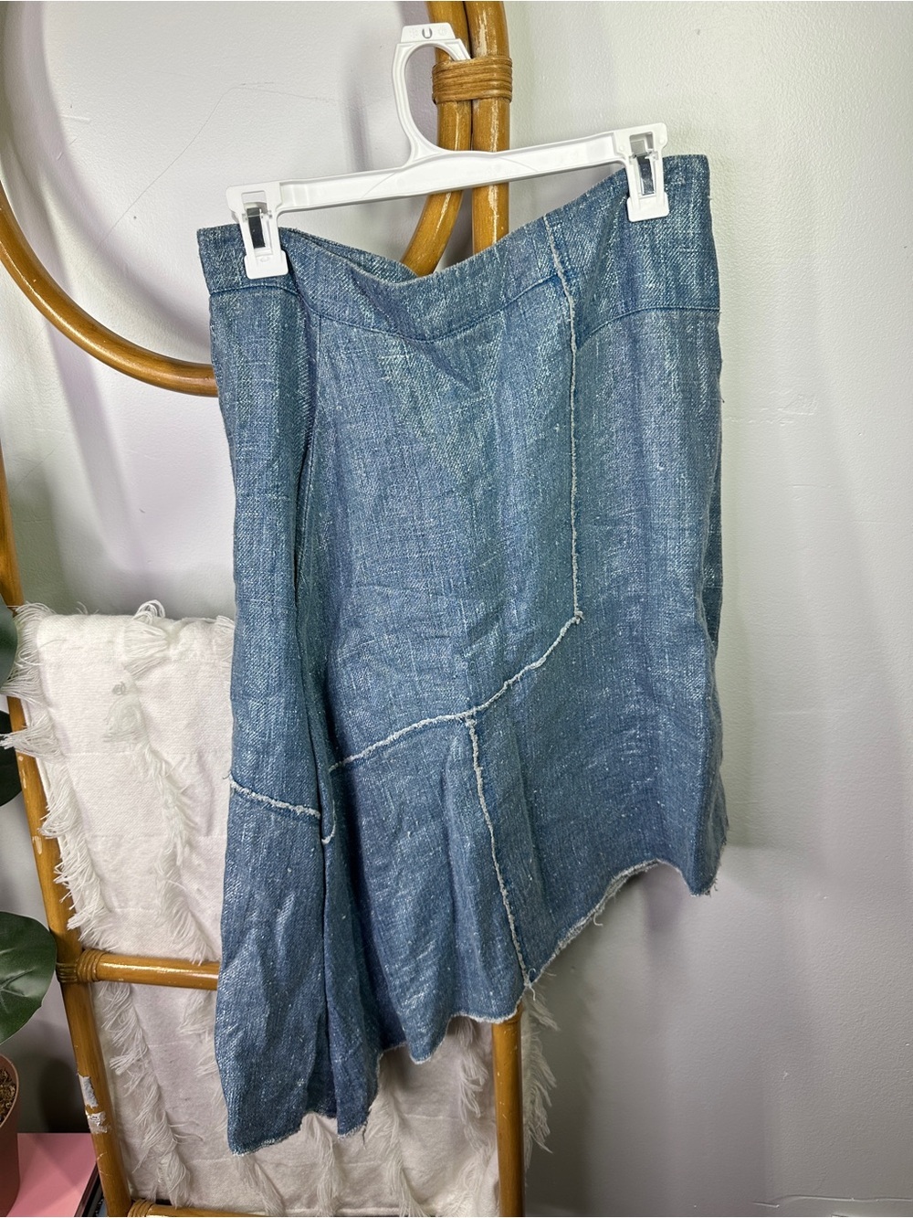 Anthropologie Pilcro and the Letterpress Denim Asymmetrical Wrap Skirt sz 6